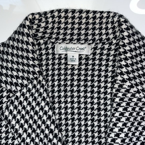 Coldwater Creek Wool Houndstooth Warm Long Sleeve Collared 3 Buttoned Jacket M - Picture 4 of 8